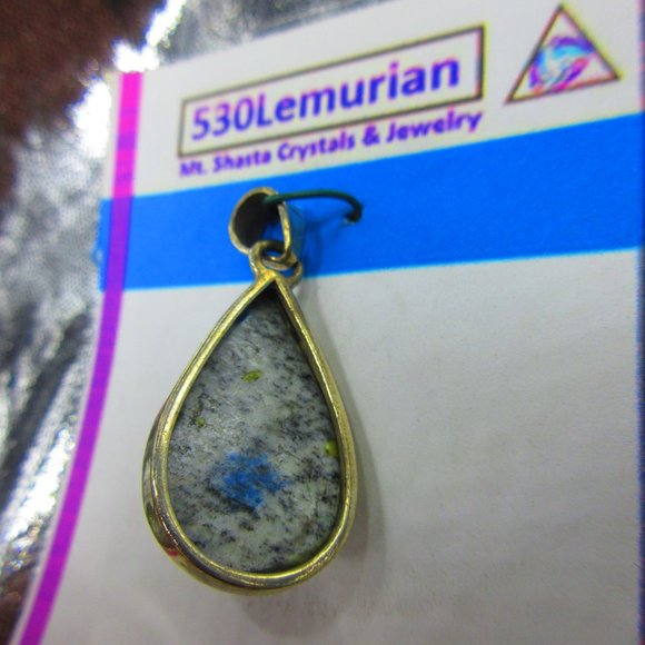 K2 Azurite In Granite Sterling Silver .925 Gemstone Pendant - Picture 5 of 5